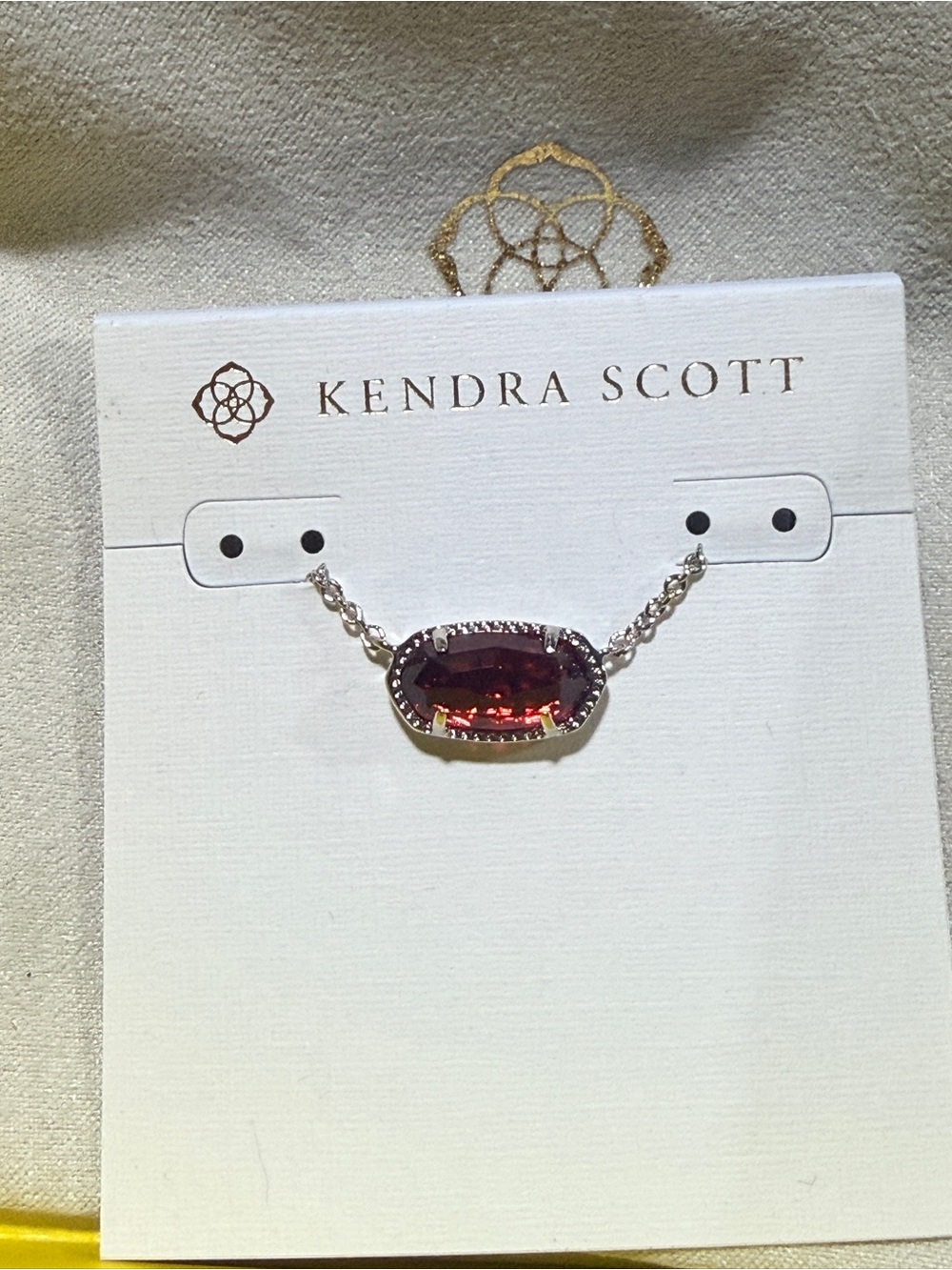 Kendra Scott Elisa Ruby-looking Necklace Gold Plated NIB
